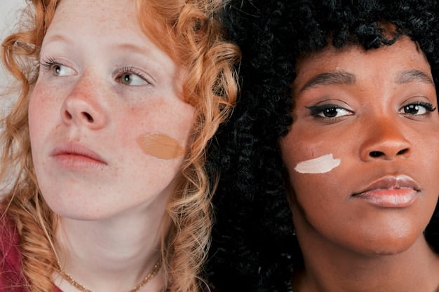 A split image showing different skin types (oily, dry, normal, combination) with corresponding characteristics like shine, dryness, and pore size. Each skin type is labeled clearly.