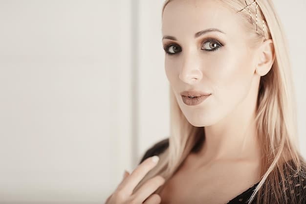 A woman with a natural makeup look, showcasing minimal foundation, neutral eyeshadow, and a subtle blush for a fresh, radiant appearance.