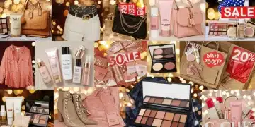 January 2025 Sales: Top Fashion & Beauty Deals in the US Dynamic display of fashion and beauty products signaling January 2025 sales in the US.