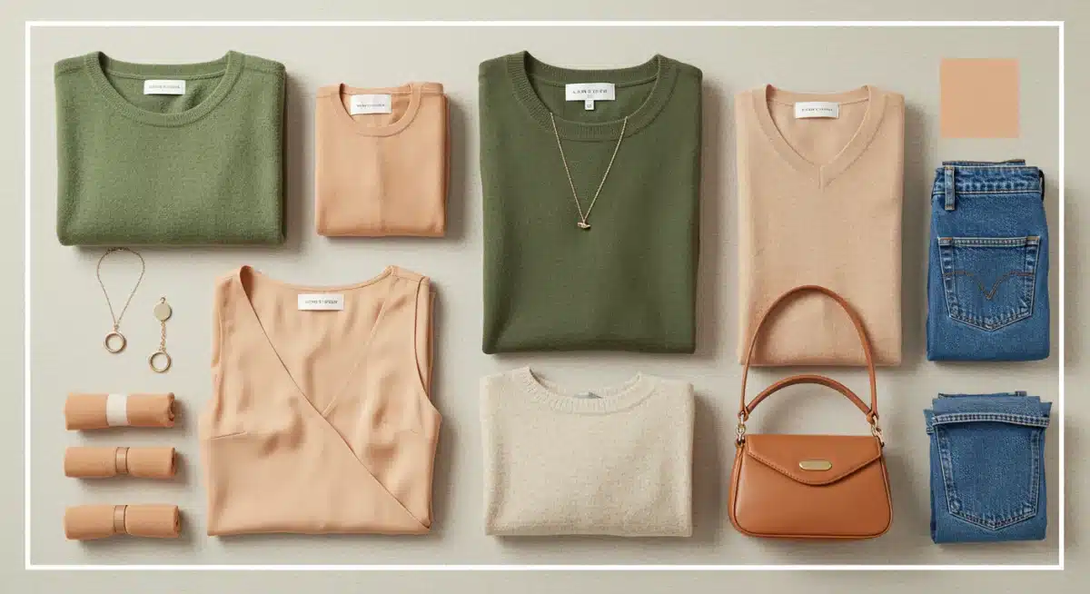 Flat lay showing harmonious blend of 2025 color palette items and accessories