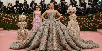 Celebrity in avant-garde gown at 2025 Met Gala red carpet