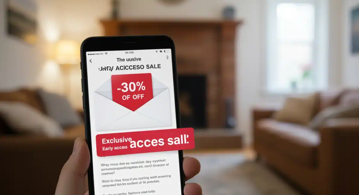 Smartphone showing exclusive luxury sale email