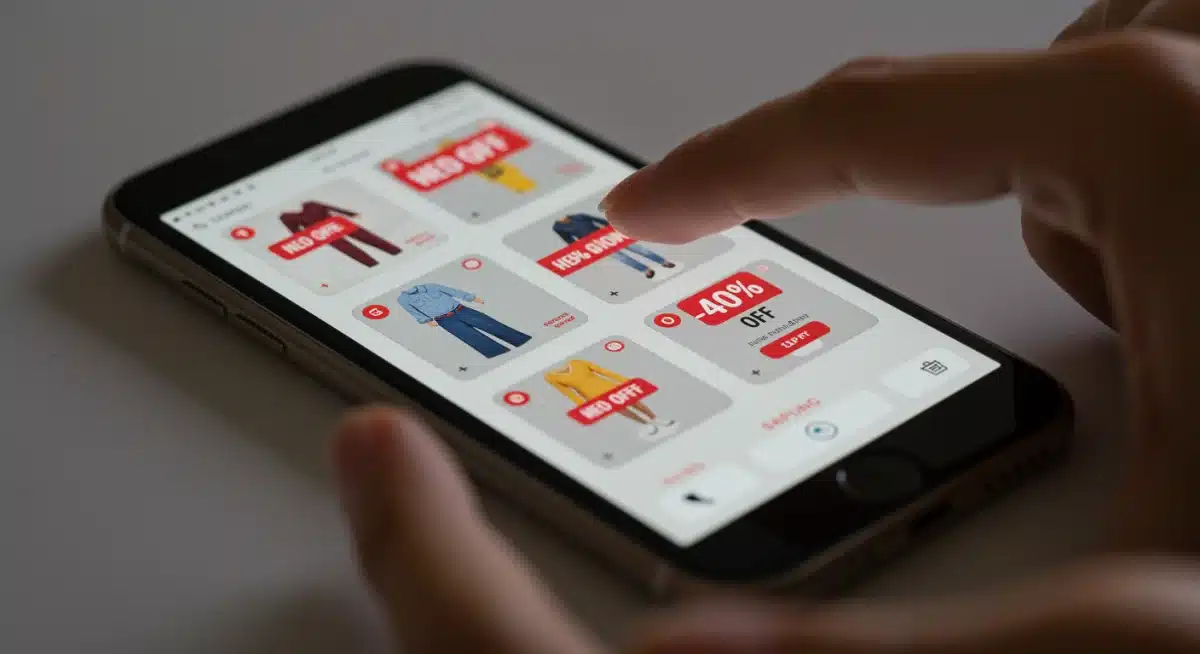 Online shopping app showing 40% discount on fashion items