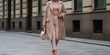 Stylish woman integrating 2025 color palettes into her everyday city wardrobe