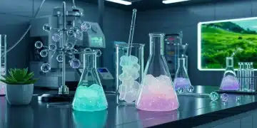 Futuristic lab with glowing skincare formulations for advanced hydration