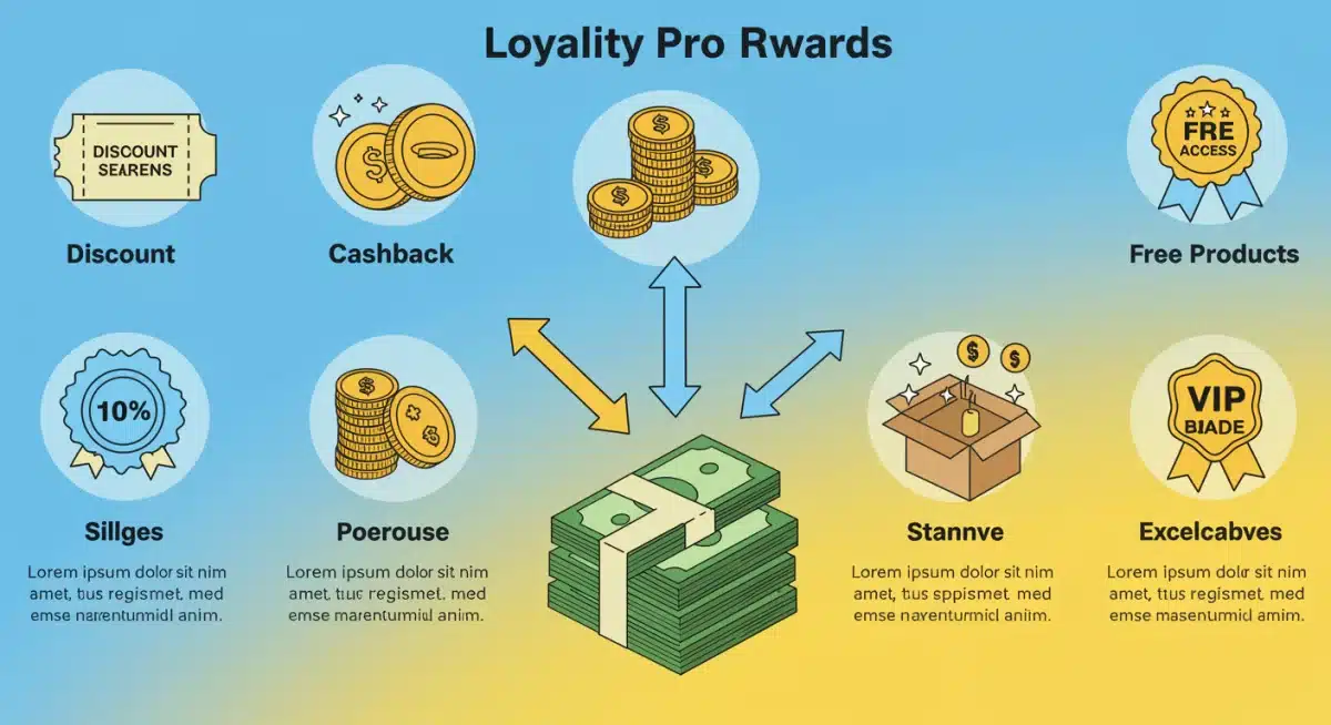 Infographic illustrating various loyalty program rewards and accumulating savings