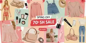 Shein4All Spring 2026 flash sales up to 70% off banner with diverse products.