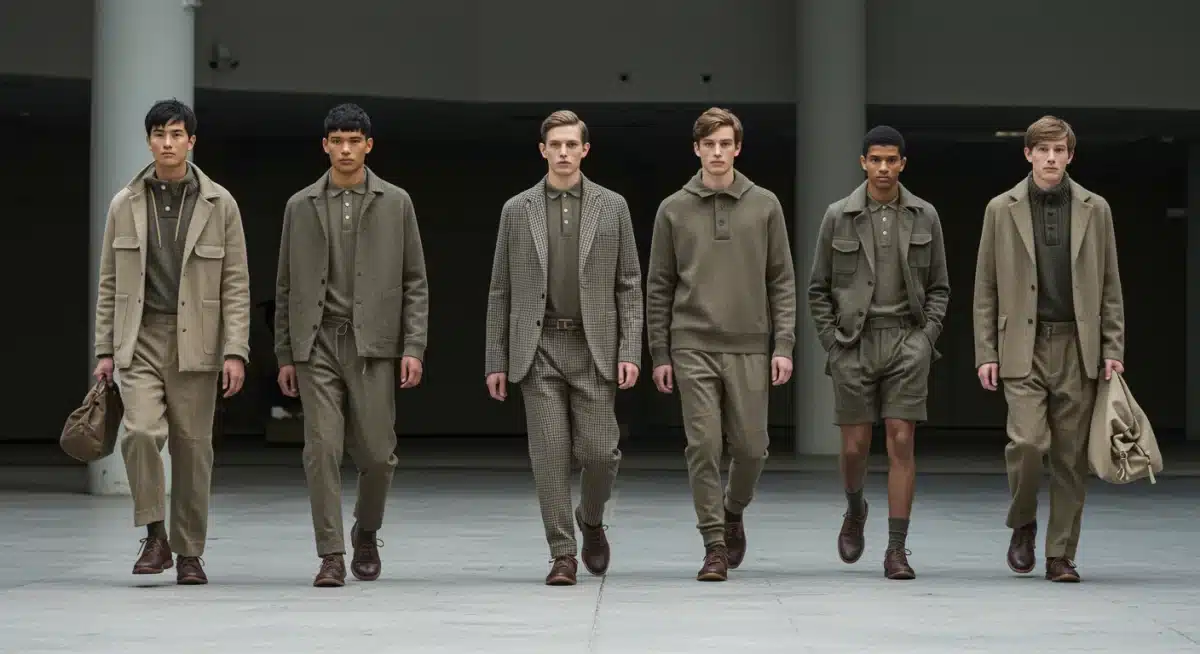 Diverse male models embodying sustainable sartorialism in 2026 fashion