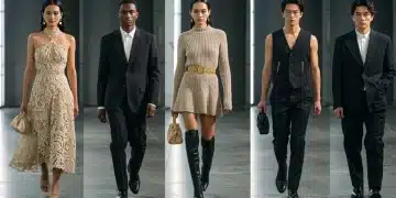 Celebrities on a red carpet displaying 2026 fashion trends with ethical elements