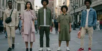 Runway to Reality: 2026 Fashion Week Themes for US Wardrobes Young adults in diverse 2026 fashion trends, urban setting