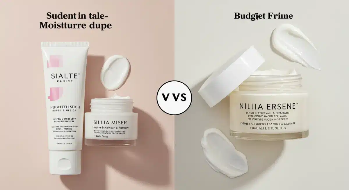 Comparison of a luxury moisturizer and its budget-friendly skincare dupe