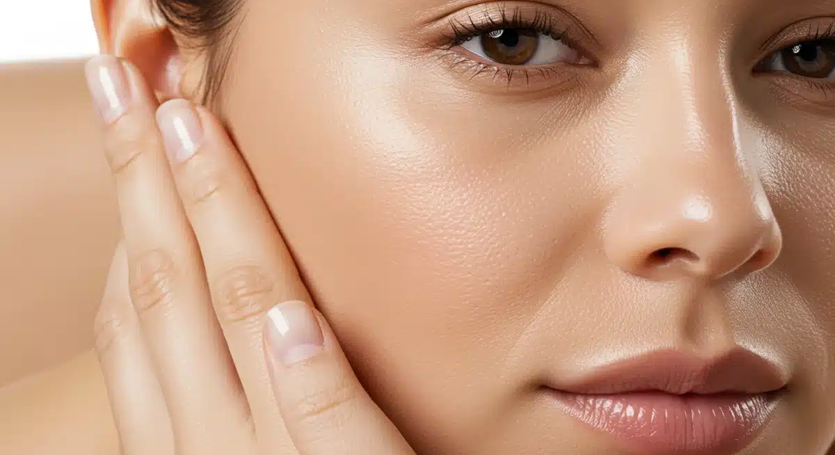 Woman with radiant, visibly younger skin after anti-aging treatment