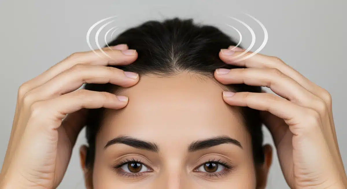 Person performing a gentle scalp massage to stimulate circulation and hair growth