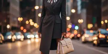 Woman showcasing 2026 fashion accessories in urban setting
