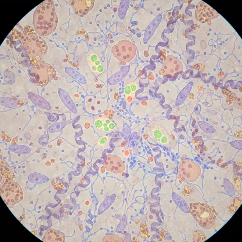 Microscopic view of healthy collagen and elastin fibers, representing skin regeneration.