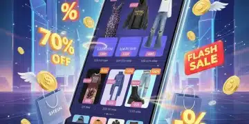 Smart shopper using Shein app to find discounts and save money on fashion purchases in 2026.