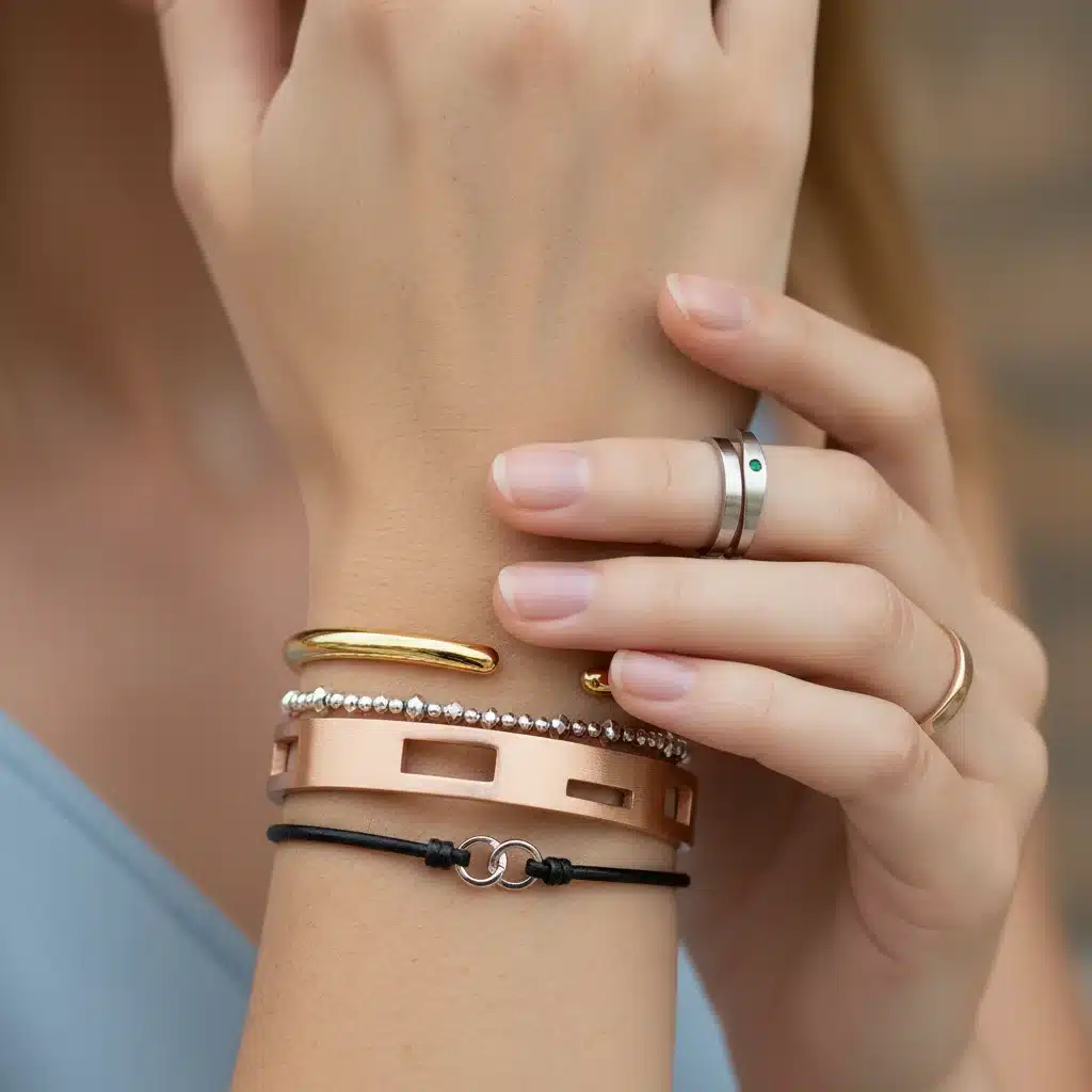 Stacked bracelets and minimalist ring, 2026 jewelry trend
