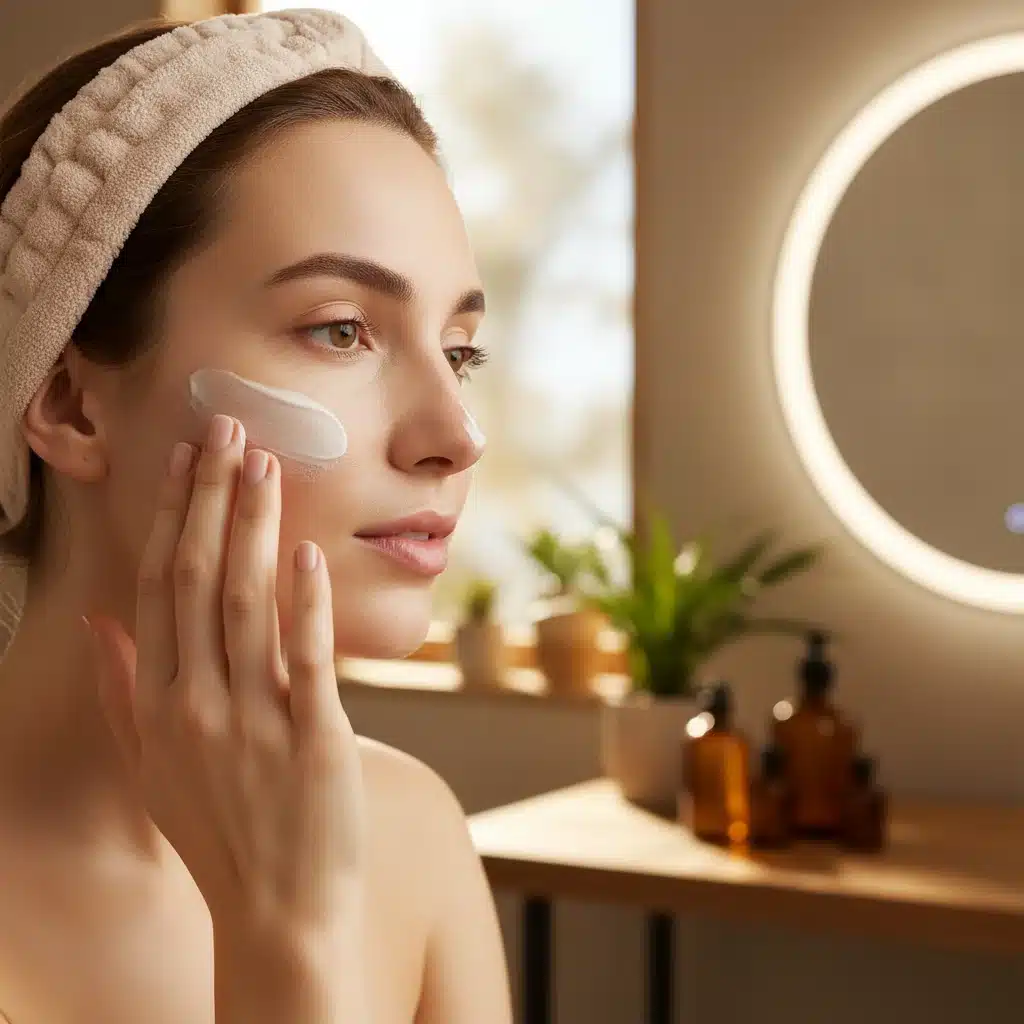 Person applying rich moisturizer to face for winter hydration