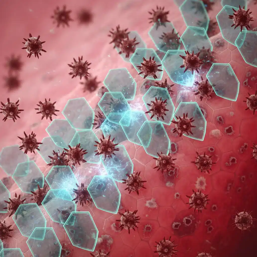 Microscopic view of antioxidants protecting skin cells from free radicals