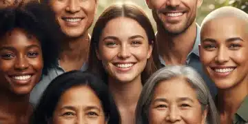Diverse individuals with radiant skin showcasing benefits of antioxidant skincare